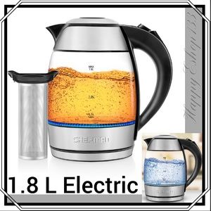 Chefman Electric Glass Kettle w/ Tea Infuser 1.8 L